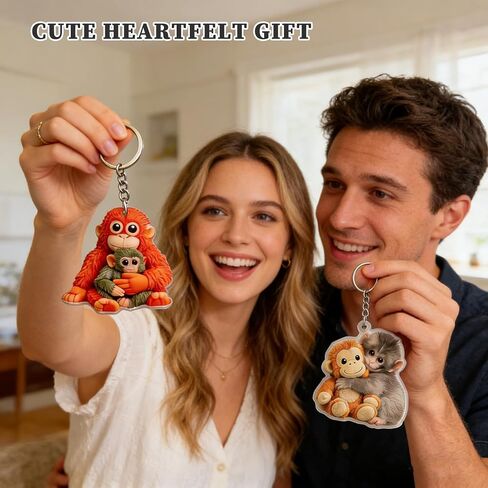 2 Pack Protect Punch Monkey Keychain, 2D Cute Punch Monkey Holding Plush Toy Keychain,Decoration for Backpack Purse Keys,Funny Gifts For Family Friends Loved Ones & Animal Lovers in Saudi Arabia