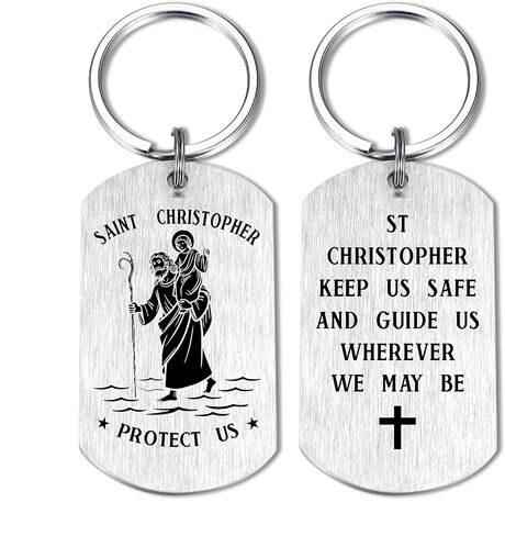 سلسلة مفاتيح Gezxin St. Christopher، ميدالية سانت كريستوفر من الفولاذ المقاوم للصدأ تحمينا من أجل زينة إكسسوارات السفر in Kuwait