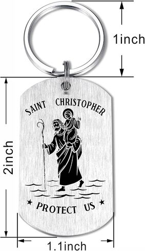 سلسلة مفاتيح Gezxin St. Christopher، ميدالية سانت كريستوفر من الفولاذ المقاوم للصدأ تحمينا من أجل زينة إكسسوارات السفر in Kuwait