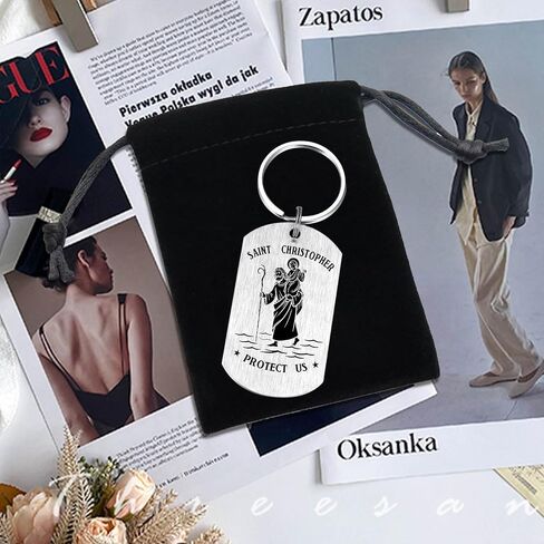 سلسلة مفاتيح Gezxin St. Christopher، ميدالية سانت كريستوفر من الفولاذ المقاوم للصدأ تحمينا من أجل زينة إكسسوارات السفر in Kuwait