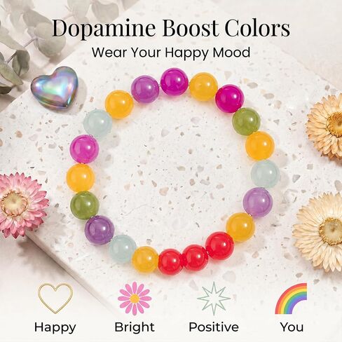 Dopamine Necklace Bracelet for Women Rainbow Beaded Choker Necklace Colorful UV Reactive Bead Jewelry Set Summer Beach Accessories Gifts (A) in Kuwait