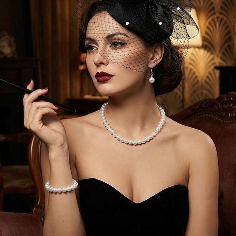 3 Pcs Pearl Jewelry Set for Women, Including Pearl Bracelets, Pearls Earrings and Pearls Necklaces for Women, Stylish Jewelry Accessories for Brides, Weddings, Mothers, Wives, Sisters, Best Friends in Kuwait