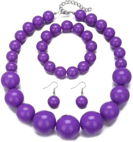 Hand made Pearl Statement Necklace for Women Chunky Large Simulated Pearl Statement Necklace Bracelet Earring Set in Saudi Arabia