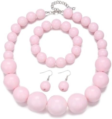 Hand made Pearl Statement Necklace for Women Chunky Large Simulated Pearl Statement Necklace Bracelet Earring Set in Kuwait