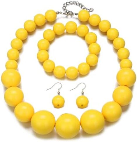 Hand made Pearl Statement Necklace for Women Chunky Large Simulated Pearl Statement Necklace Bracelet Earring Set in Kuwait
