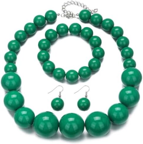 Hand made Pearl Statement Necklace for Women Chunky Large Simulated Pearl Statement Necklace Bracelet Earring Set in Kuwait