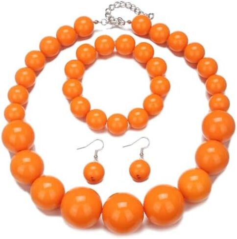 Hand made Pearl Statement Necklace for Women Chunky Large Simulated Pearl Statement Necklace Bracelet Earring Set in Kuwait