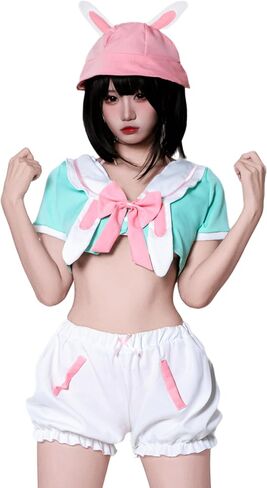 Bunny Girl Cosplay Costume Women Pink Lingerie Set Rabbit Hat Tail Halloween Outfit in Kuwait