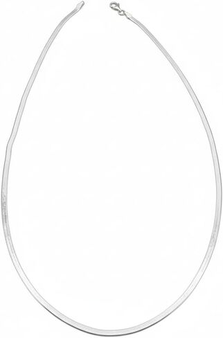 925 Sterling Silver Herringbone Necklace, 3mm Flat Snake Chain – 16 Inch (6.50g) & 18 Inch (7.50g) – Italian Style Shiny Sterling Silver Chain for Women & Men – Tarnish-Resistant, Hypoallergenic Jewelry in Saudi Arabia