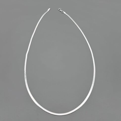 925 Sterling Silver Herringbone Necklace, 3mm Flat Snake Chain – 16 Inch (6.50g) & 18 Inch (7.50g) – Italian Style Shiny Sterling Silver Chain for Women & Men – Tarnish-Resistant, Hypoallergenic Jewelry in Saudi Arabia