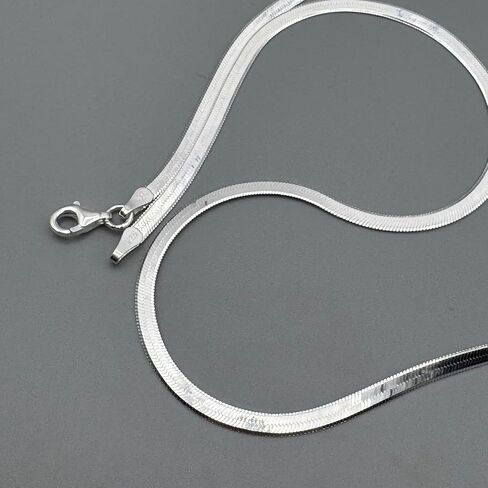 925 Sterling Silver Herringbone Necklace, 3mm Flat Snake Chain – 16 Inch (6.50g) & 18 Inch (7.50g) – Italian Style Shiny Sterling Silver Chain for Women & Men – Tarnish-Resistant, Hypoallergenic Jewelry in Saudi Arabia
