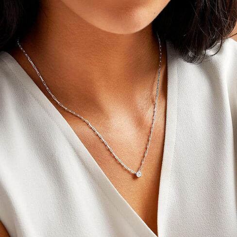 مجموعة Pure Collection من Ross-Simons قلادة من الألماس مرصعة بمشبك ورق مرصعة بإطار 0.20 قيراط من الفضة الإسترليني in Kuwait