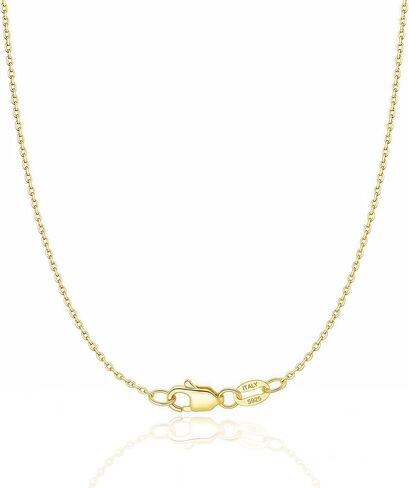 14k Gold Plated 925 Sterling Silver Chain Necklace for Women Dainty, 1.1mm Cable Silver Chain for Women, Non Tarnish Gold Chain for Women Necklace 14/16/18/20/22/24 Inches in Saudi Arabia