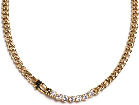 Chunky Chain Choker Necklaces for Women,Tennis Necklace for Women,Chunky Gold Necklace with Cuban Chain,Jewelry Gifts for Women in Saudi Arabia