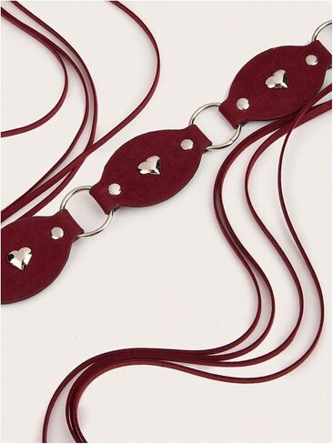 أحزمة RoseSeek النسائية الغربية الرجعية المسامير القلب بولي Leather الجلود بوهو أحزمة لفستان الجينز ملابس راعية البقر in Kuwait
