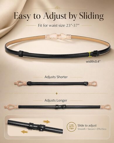 Womens Skinny Belt Adjustable Leather Thin Belts for Women Dresses, 2 Pack in Kuwait