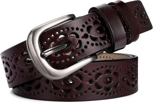 Women's Belt for Leather Hollow Flower Waist Belts for Jeans Dresses Pants in Saudi Arabia