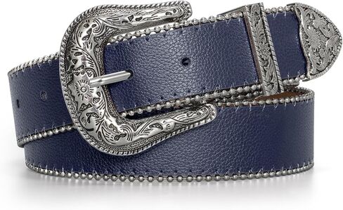JASGOOD Western Belt for Women Vintage Floral Carved Design with Beaded Trim Cowgirl Belts for Jeans Pants Dresses in Kuwait