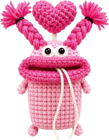 Handmade Crochet Monster Key Case - Cute Knit Sausage Mouth Car Cover, Personalized Bag Charm & Keychain Accessory in Saudi Arabia