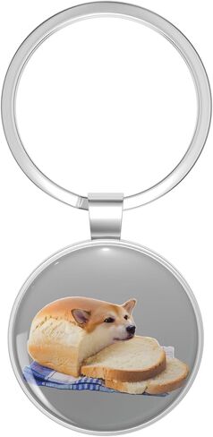 Bread Doge Loaf of Bread Doge Meme- Hi-Resolution Bread Shiba Inu Doggo Dog Memes Stainless Steel Keychain with Ring in Kuwait