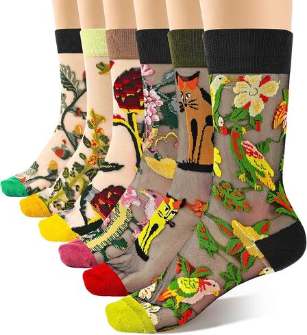Jeasona Women Sheer Mesh Crew Socks, Cute Floral Heart Pattern Ruffle Ankle Transparent Fashion Socks for Women Girls in Saudi Arabia