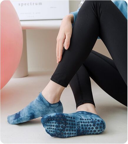 Women Yoga Socks Non-Slip Grip Pilates Socks, Pure Barre Hospital, Dance, Pregnant, Ankle Socks 5/6 Pairs in Saudi Arabia