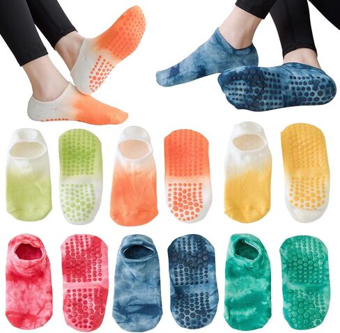 Women Yoga Socks Non-Slip Grip Pilates Socks, Pure Barre Hospital, Dance, Pregnant, Ankle Socks 5/6 Pairs in Kuwait