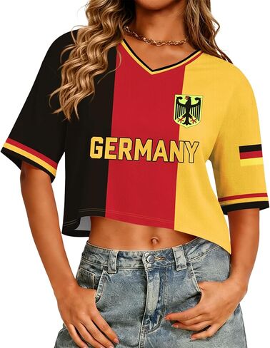 Soccer Cup 2026 Shirts for Women Brazil Argentina USA Jersey Soccer Graphic Y2k V Neck Crop Tops in Kuwait