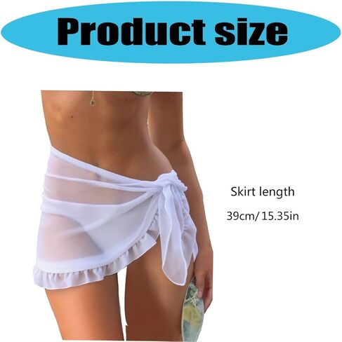 Women's Ruffle Beach Skirt Swimwears Cover Up Beach Coverup Wrap Skirts Swimsuit Wrap for Holiday White in Kuwait