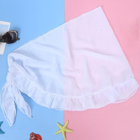 Women's Ruffle Beach Skirt Swimwears Cover Up Beach Coverup Wrap Skirts Swimsuit Wrap for Holiday White in Kuwait
