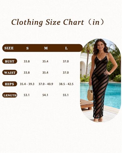 RARITYUS Women’s Sheer Mesh Beach Cover Up Dress Sexy V Neck Open Back Vacation Dress Side Split Striped Maxi Dresses in Kuwait