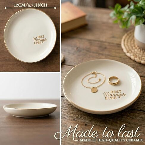 InnoBeta Manager Coworkers Gifts for Women, Ceramic Jewelry Tray Decorative Trinket Dish for Rings Earring in Kuwait
