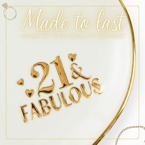 InnoBeta 21st Birthday Gifts for Her, 21st Birthday Gifts for Women, Ceramic Jewelry Tray, Decorative Trinket Dish for Rings Earrings Necklaces Bracelet, 4.75" in Kuwait