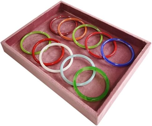 Flat Jewelry Tray Velvet Stackable Jewelry Display Organizer for Necklaces, Rings, Earrings Compact Jewelry Storage for Dresser, Countertop（Pink） in Saudi Arabia