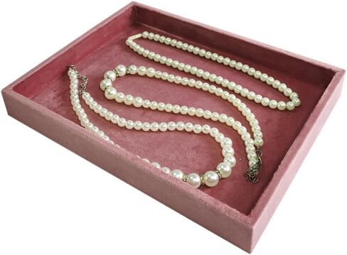 Flat Jewelry Tray Velvet Stackable Jewelry Display Organizer for Necklaces, Rings, Earrings Compact Jewelry Storage for Dresser, Countertop（Pink） in Saudi Arabia