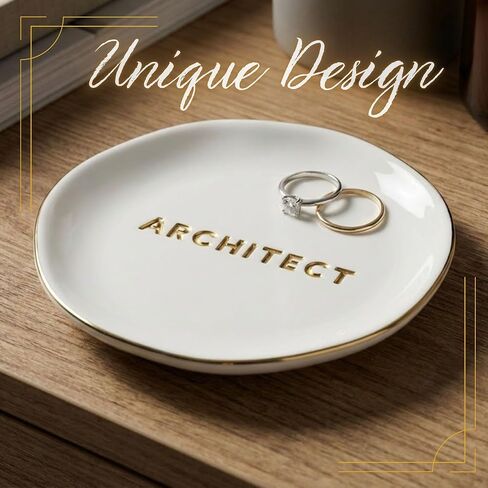 InnoBeta Architect Gifts for Women Girls, Architecture Gifs - 4.75" Handcrafted Ceramic Ring Dish with Gold Trim, Decorative Trinket Dish for Rings Earrings in Saudi Arabia