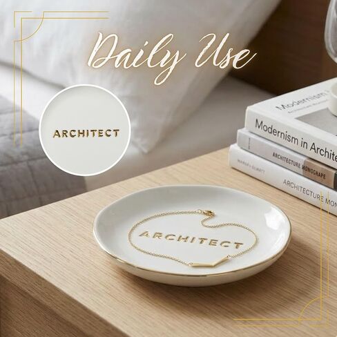 InnoBeta Architect Gifts for Women Girls, Architecture Gifs - 4.75" Handcrafted Ceramic Ring Dish with Gold Trim, Decorative Trinket Dish for Rings Earrings in Saudi Arabia