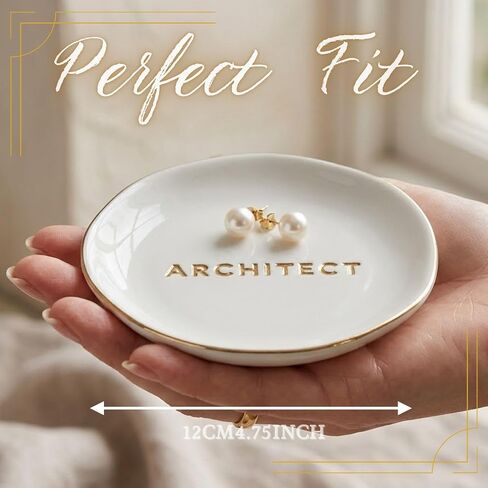 InnoBeta Architect Gifts for Women Girls, Architecture Gifs - 4.75" Handcrafted Ceramic Ring Dish with Gold Trim, Decorative Trinket Dish for Rings Earrings in Saudi Arabia