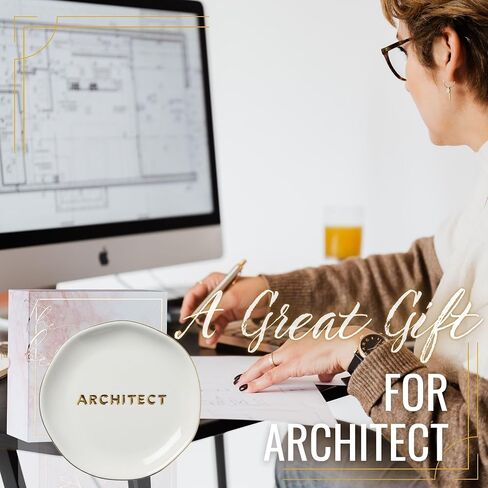 InnoBeta Architect Gifts for Women Girls, Architecture Gifs - 4.75" Handcrafted Ceramic Ring Dish with Gold Trim, Decorative Trinket Dish for Rings Earrings in Saudi Arabia