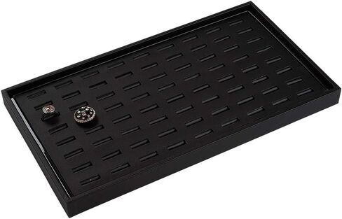 SSWBasics Large Black Faux Leather Ring Tray - 8 1/4 W x 14 3/4" L x 1 H - Holds up to 72 Rings in Kuwait