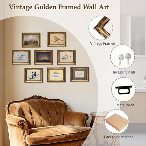 Gold Framed Wall Art Vintage Wall Decor Blue Cornflower Canvas Art Mac N' Cheese Girl Pictures Kitchen Whimsical Paintings Nostalgic Artwork Retro Prints for Dining Living Room in Saudi Arabia