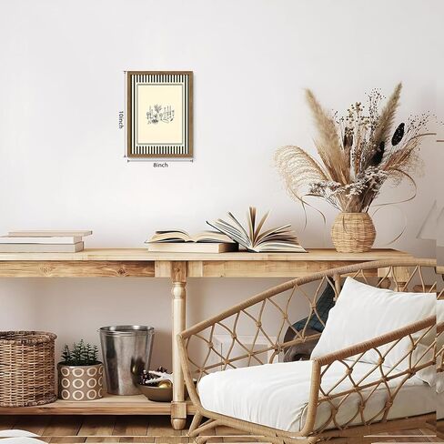 Framed Vintage Striped Kitchen Wall Art, Cozy Dining Table Supper Canvas Print, Minimalist Line Sketch Style Poster, Modern Elegant Wall Decor for Kitchen Dining Room Living Room 8x10in in Kuwait