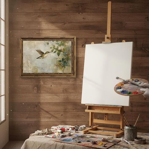 Kouserlin Vintage Gold Framed Hummingbird Wall Art, Cottagecore Bird Landscape Canvas Prints, Retro Botanical Nature Oil Painting Posters for Living Room Bedroom, 9x11Inche in Kuwait