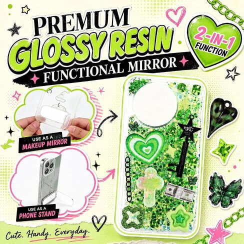 Junk Phone Case Charms Kit for DIY Custom Cases, Y2K Coquette Bling Decorating Accessories with Bows, Rhinestones, Flatback Pearls, Mini Mirrors and Resin Charms in Saudi Arabia