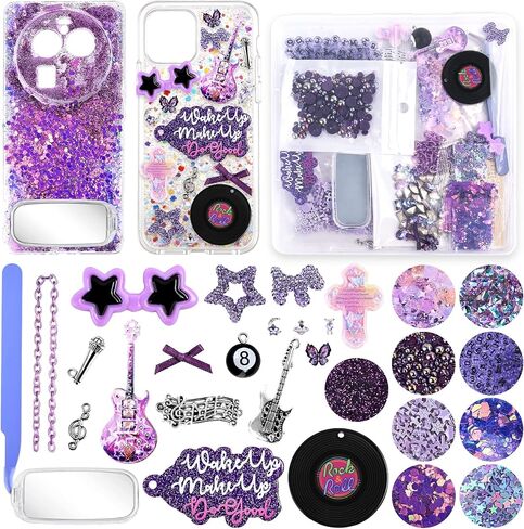 Junk Phone Case Charms Kit for DIY Custom Cases, Y2K Coquette Bling Decorating Accessories with Bows, Rhinestones, Flatback Pearls, Mini Mirrors and Resin Charms in Saudi Arabia