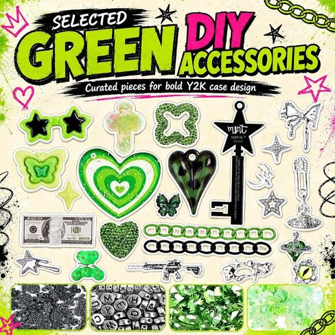 Junk Phone Case Charms Kit for DIY Custom Cases, Y2K Coquette Bling Decorating Accessories with Bows, Rhinestones, Flatback Pearls, Mini Mirrors and Resin Charms in Saudi Arabia