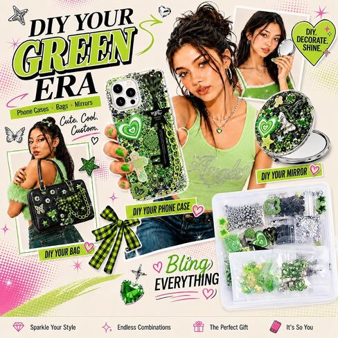 Junk Phone Case Charms Kit for DIY Custom Cases, Y2K Coquette Bling Decorating Accessories with Bows, Rhinestones, Flatback Pearls, Mini Mirrors and Resin Charms in Saudi Arabia