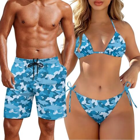 Youngerbaby Matching Swimsuits for Couples Camo Bikini Set or Swim Trunks for Summer Beach Vacation Bathing Suits in Saudi Arabia