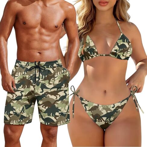 Youngerbaby Matching Swimsuits for Couples Camo Bikini Set or Swim Trunks for Summer Beach Vacation Bathing Suits in Saudi Arabia