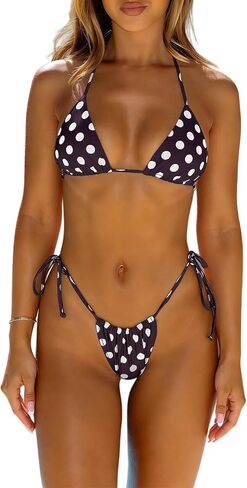 Women Polka Dot Cheeky Bikini Sets Halter String Triangle Tie Side Thong Brazilian Swimsuit Pool Beachwear in Saudi Arabia